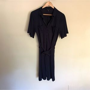 Banana Republic Navy Scalloped Jersey Shirtdress M